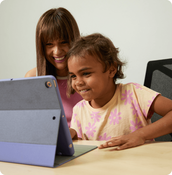 Child practicing memory training activities