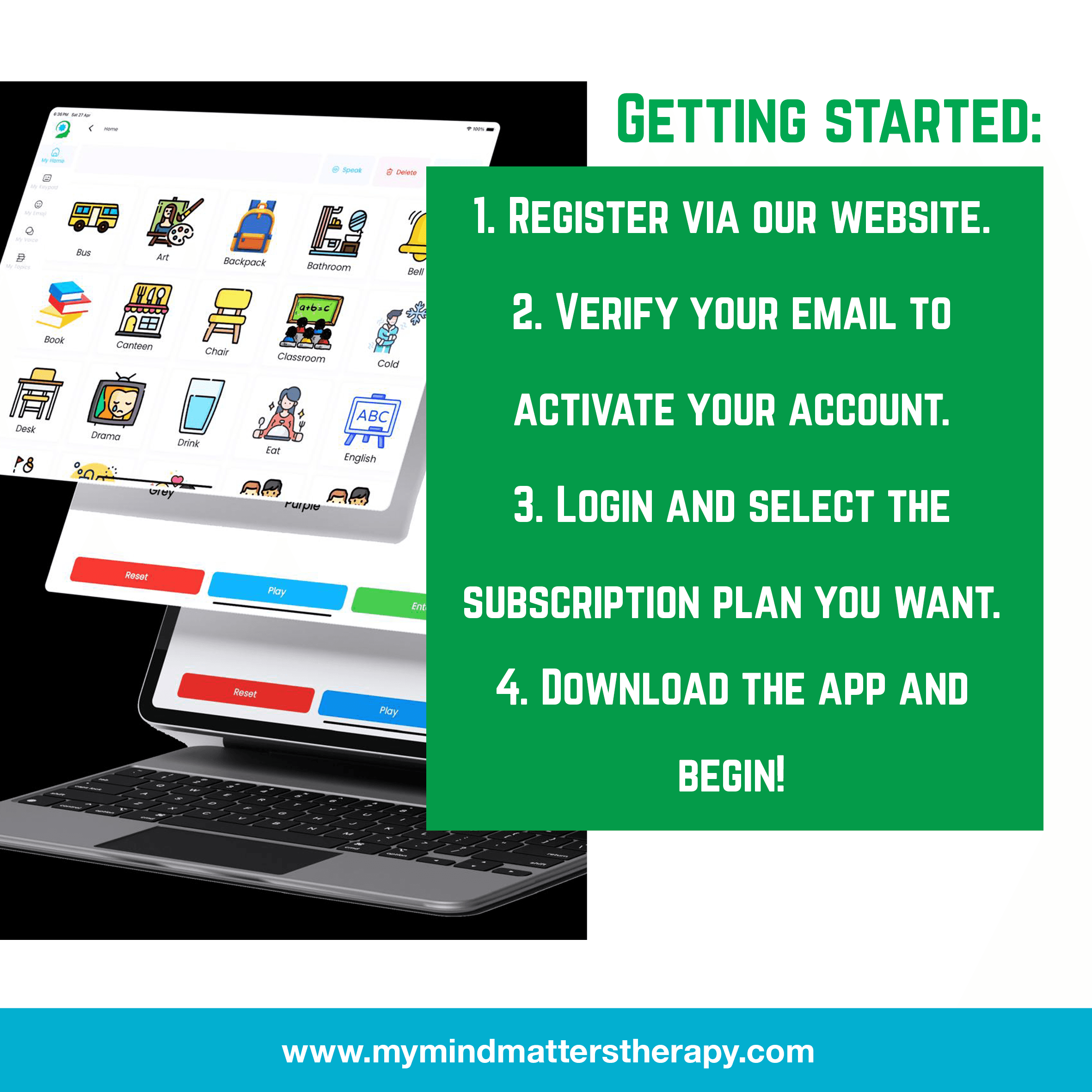 My Mind Matters app layouts on tablet device